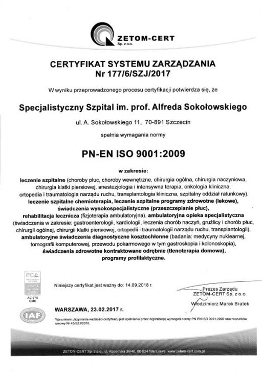 Certyfikat systemu zarządzania